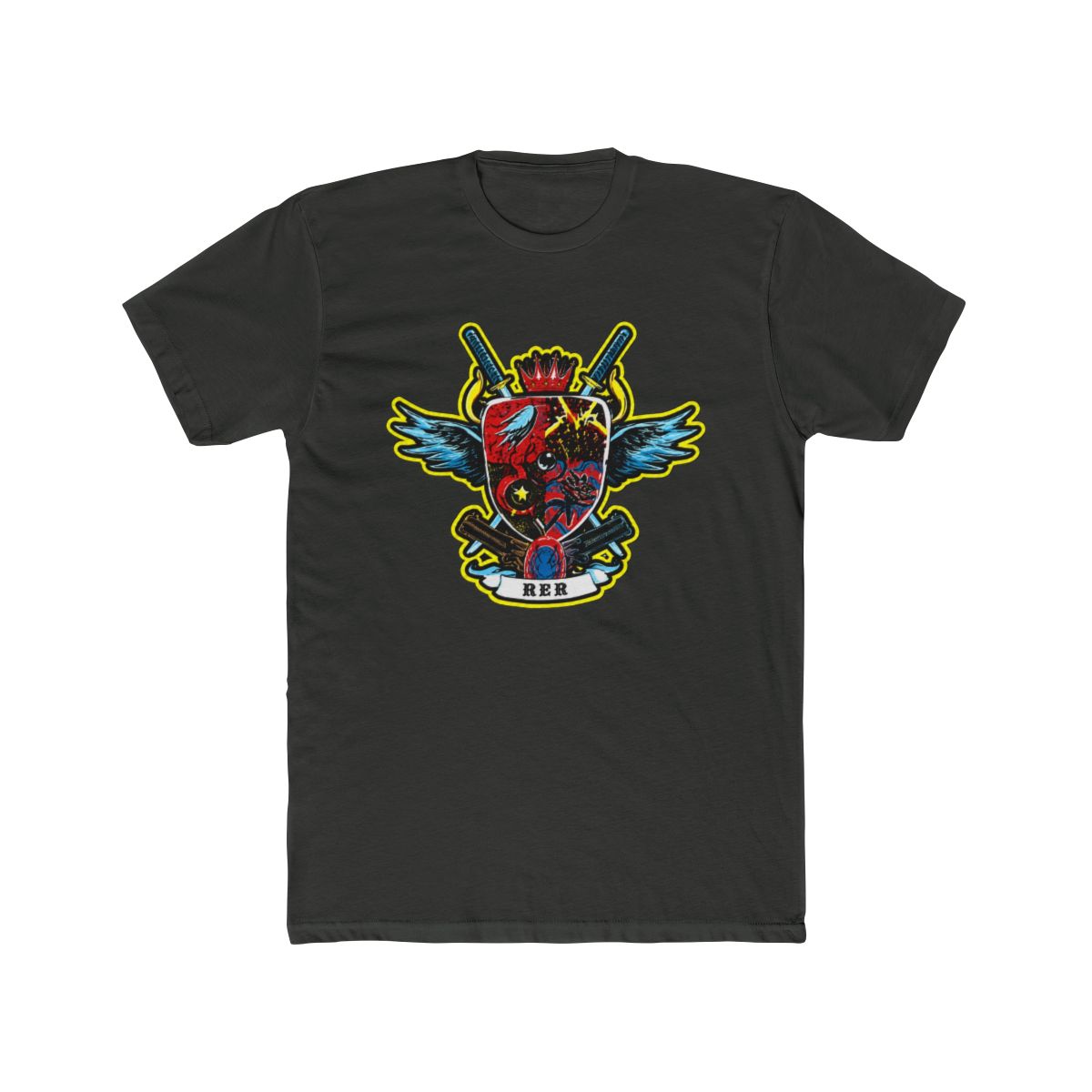 Isekai Anime Black Rising Of Shield Hero Gun Gale Men’s T Shirt Size Unknown | Rising of the Shield Hero - alternate angle 5, merchandise